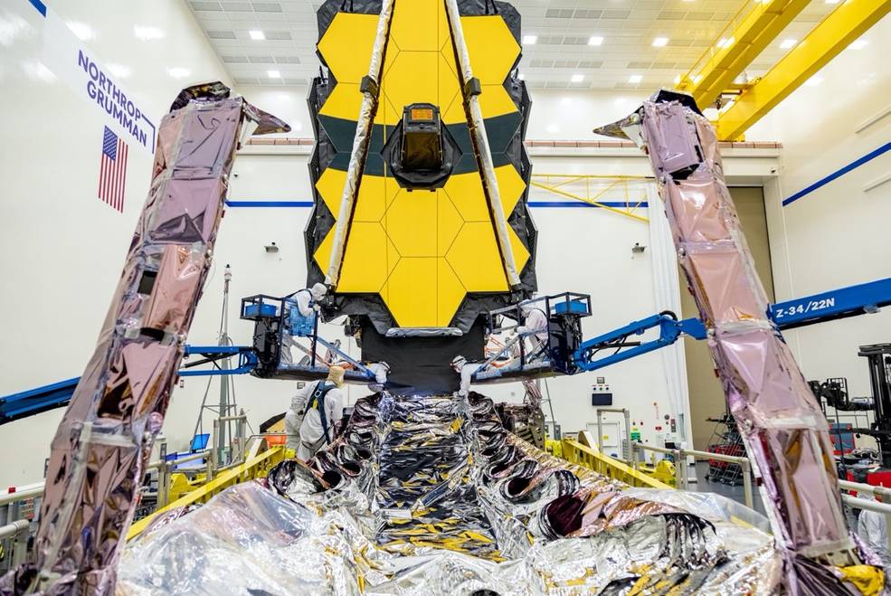 The James Webb Space Telescope under construction in the lab