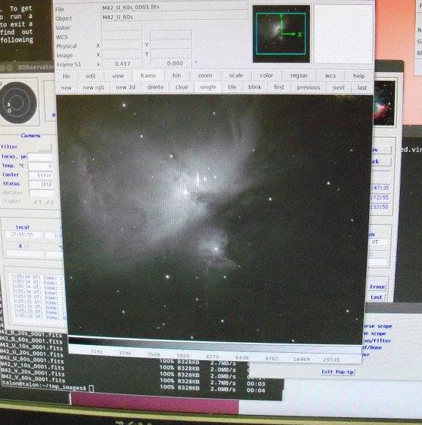 Image of the Orion Nebula
																 taken by undergraduates students (and Sofía) from the 30-inch telescope at McDonald Observatory